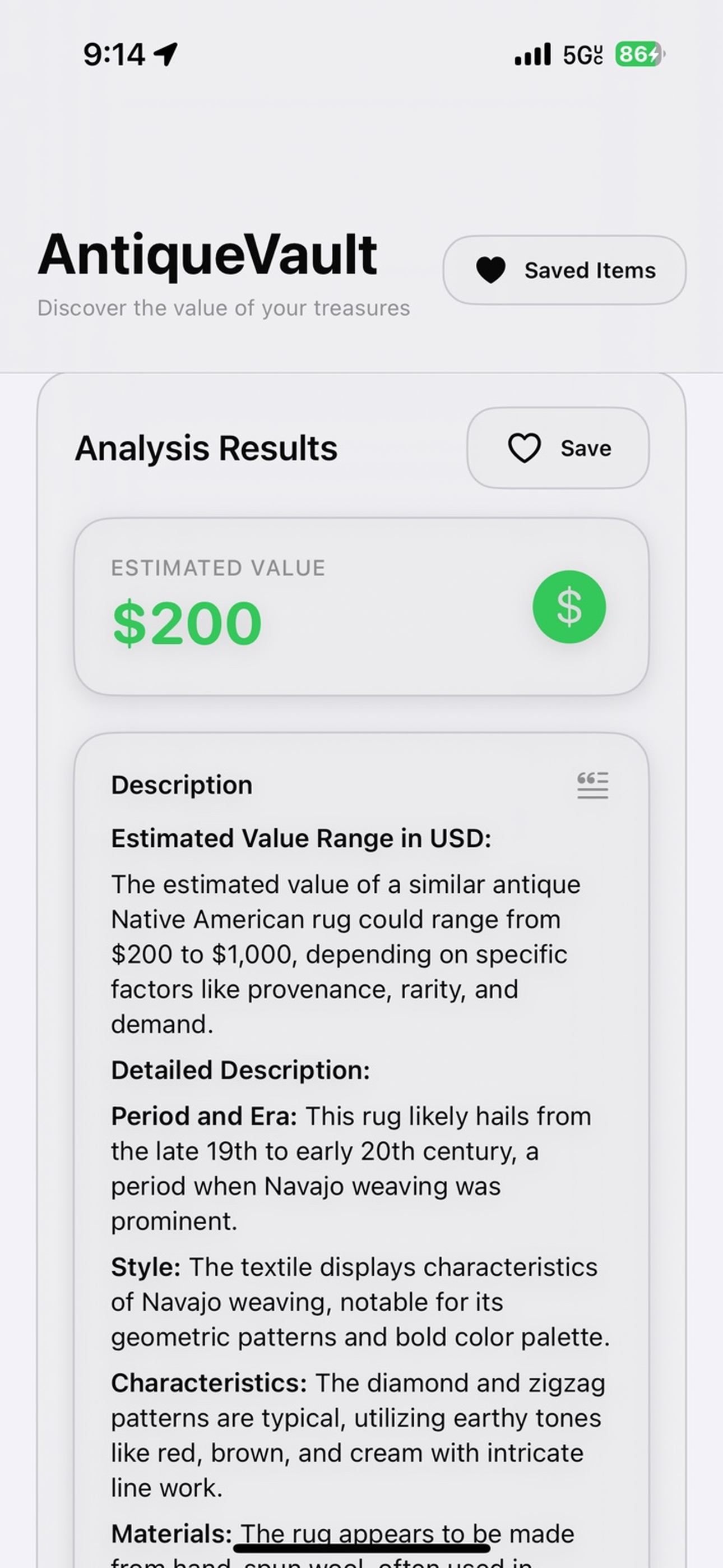 Comparable listings with prices